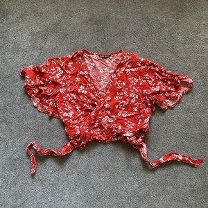 NWOT Shein Floral Wrap Top